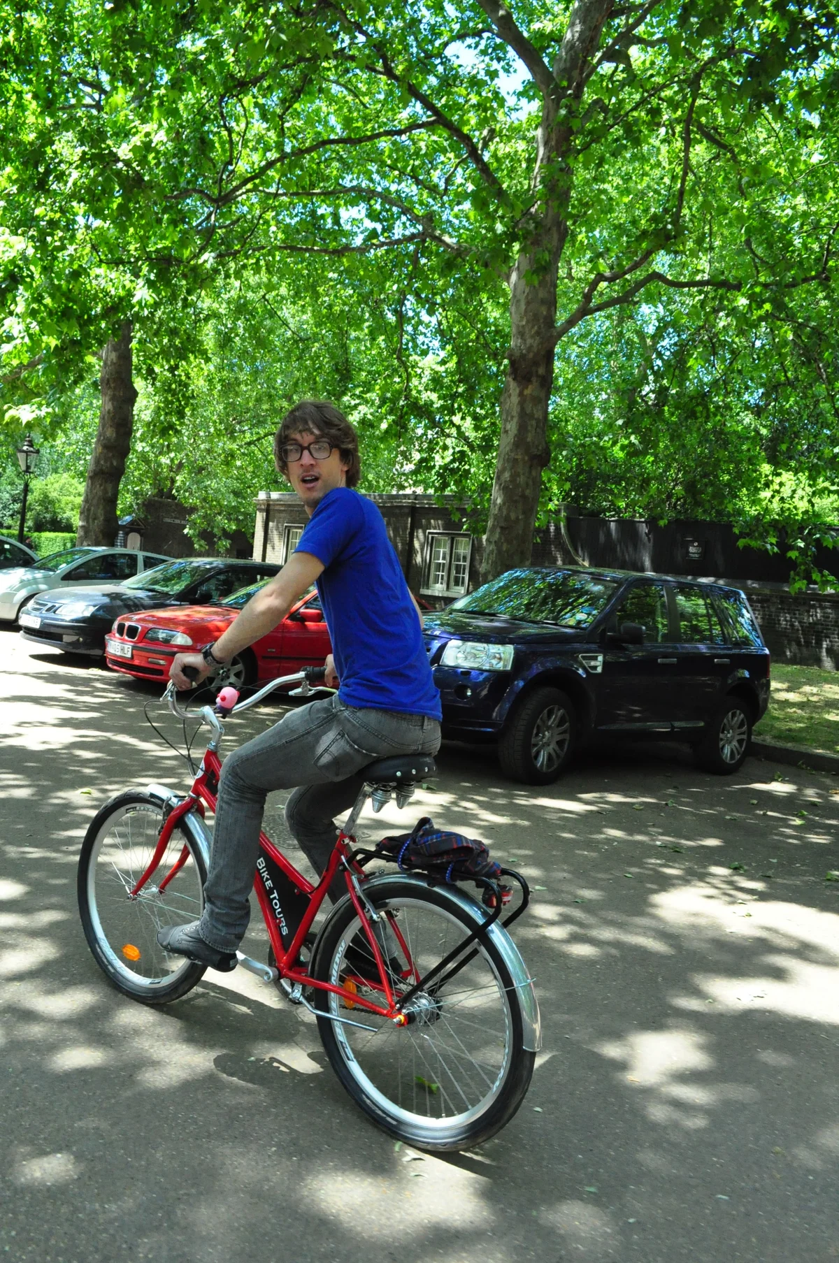 A nostalgic photo of me as a bike tour guide in Paris